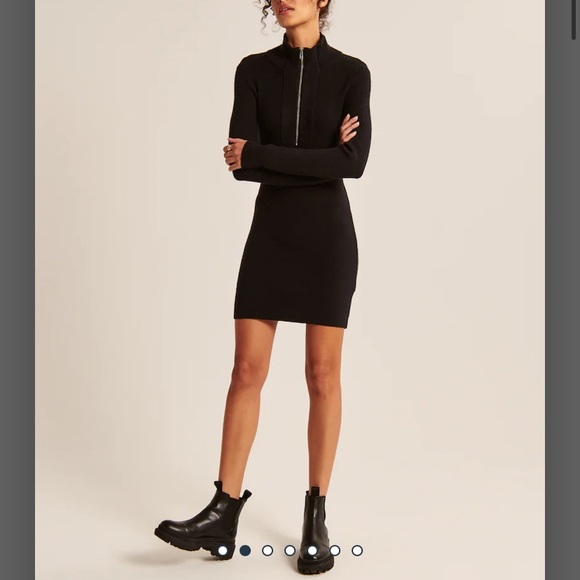 NWT Abercrombie & Fitch Half-Zip Mini Sweater Dress Black Size S - Picture 5 of 7